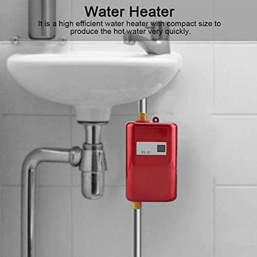 Mini calentador de agua sin tanque, 220V 3800W Mini calentador de agua caliente instantáneo sin tanque eléctrico Cocina de baño Calentador de agua de lavado Calentador de agua instantáneo(rojo)