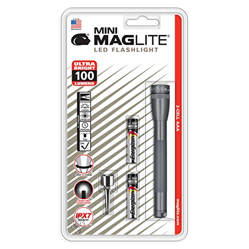 Mini Maglite - Linterna LED (funciona con 2 pilas AAA, en caja), color gris