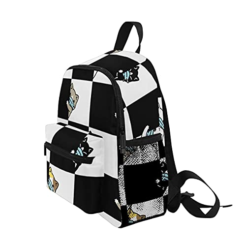 Mini mochila de la escuela bolso de la universidad de los niños librero para las muchachas gato gatito comprobado vector