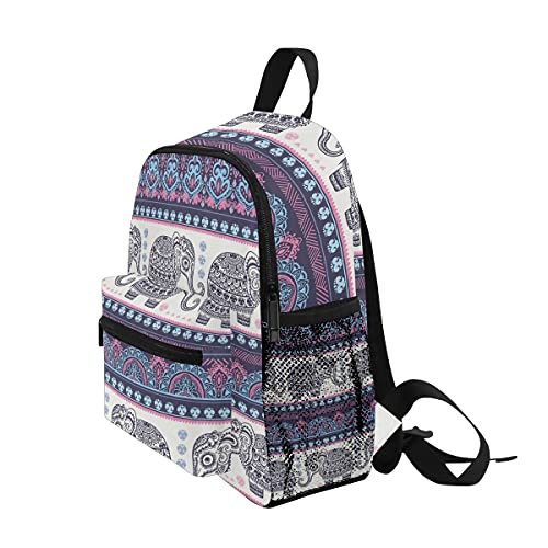 Mini mochila de la escuela de la universidad bolsa de libros para niños niñas vintage gráfico vector indio loto lindo étnico elefante