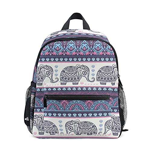 Mini mochila de la escuela de la universidad bolsa de libros para niños niñas vintage gráfico vector indio loto lindo étnico elefante