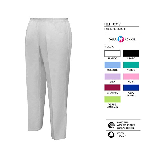 MISEMIYA - PANTALÓN Unisex Cintura ELÁSTICA Uniforme Laboral MÉDICO Enfermera Hospital Limpieza Veterinaria SANIDAD HOSTELERÍA- Ref.8312 - Small, Blanco