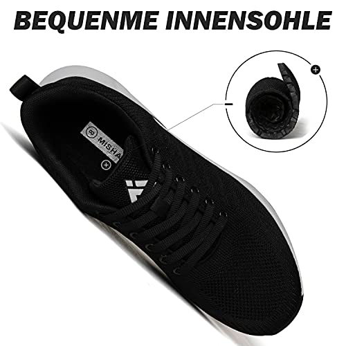 Mishansha Air Zapatos de Correr Mujer Respirable Zapatillas de Running Femenino Antideslizante Calzado Casual Sneakers Caminar Negro N Profundo Gr.39