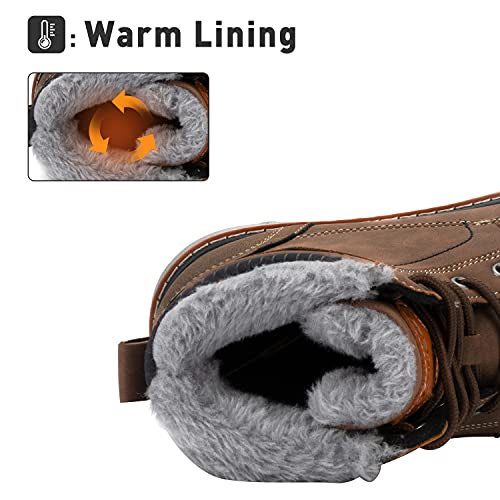 Mishansha Botas de Invierno Mujer Hombre Botas de Nieve de Plano con Forro - Impermeables Calentitas y Antideslizantes (Marrón, 42 EU)