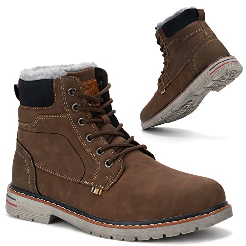 Mishansha Botas de Invierno Mujer Hombre Botas de Nieve de Plano con Forro - Impermeables Calentitas y Antideslizantes (Marrón, 42 EU)