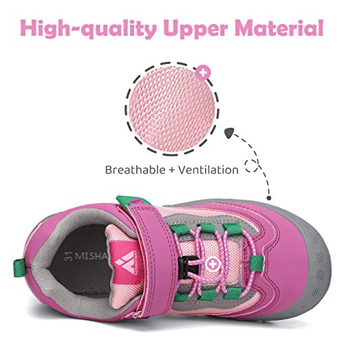 Mishansha Zapatos de Bambas Niños Zapatillas de Senderismo Niñas Zapatillas de Deporte Trekking Montaña Transpirable Antideslizante Ligero Sneakers Rosa/Verde 27 EU