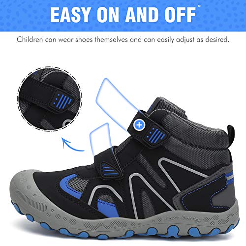 Mishansha Zapatos de Senderismo para Niños Zapatillas de Trekking Niña Antideslizante Exterior Botas de Montaña Ligero, Tinta Negro, 33 EU