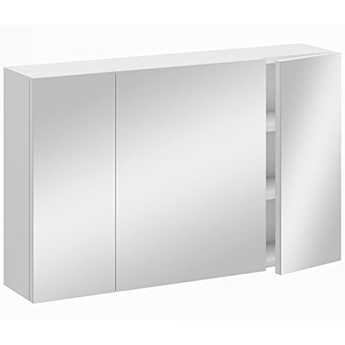 MKS MEBLE Armario de baño Aura blanco espejo laminado PVC chapa minimalista Loft