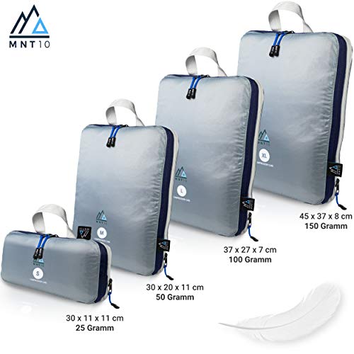 MNT10 Bolsas de compresión I Cubo para Mochila como Organizador de Equipaje, Bolsas Impermeables para Maletas, Bolsas para Ropa como Accesorio de mochilero para Viajes M (Gris)