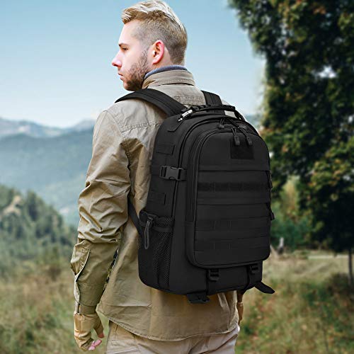 Mochila Militar Táctica 35L/40L MOLLE Sistema Mochila de Asalto Senderismo Trekking Camping Impermeable Nylon Mochila Grande Bolsa Hombres al Aire Libre,Negro