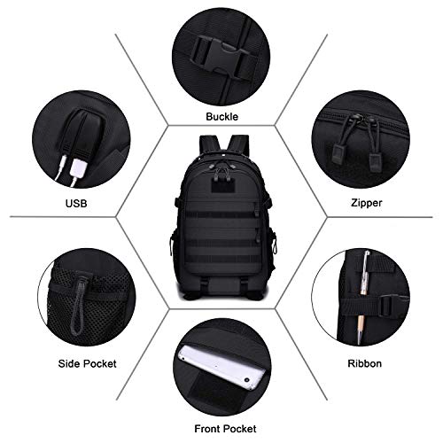 Mochila Militar Táctica 35L/40L MOLLE Sistema Mochila de Asalto Senderismo Trekking Camping Impermeable Nylon Mochila Grande Bolsa Hombres al Aire Libre,Negro