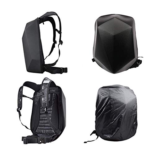 Mochila Moto con Carcasa Rígida Mochila Fibra de Carbono– Mochila de Diamante, Impermeable, 30 L, Gran Capacidad, para Montar en Bicicleta