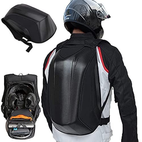 Mochila Moto con Carcasa Rígida Mochila Fibra de Carbono– Mochila de Diamante, Impermeable, 30 L, Gran Capacidad, para Montar en Bicicleta