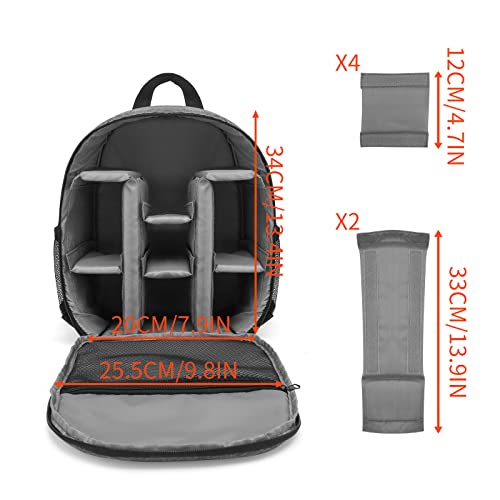 Mochila para cámara, Mochila para fotografía a Prueba de Golpes con Compartimento Ajustable Cámara Impermeable y Multifunción para DSLR SLR Lente de cámara Accesorios para Flash