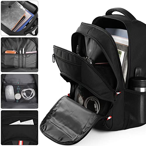 Mochila Portátil Hombre 17.3 Pulgadas,Mochilas Escolares Juveniles Mochila Trabajo Gran Capacidad Mochilas Ordenador Portatil con Carga USB para Estudiantes,para Viajes Universidad Negocios,Negro