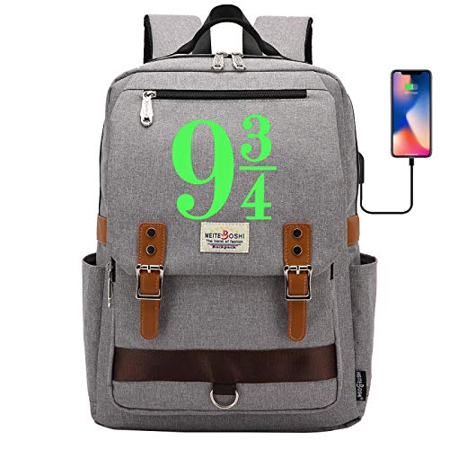 Mochila universitaria Hogwarts, Mochila con Motivo de Harry Potter, Mochila Luminosa Unisex de Gran Capacidad (Logotipo # G) Gris