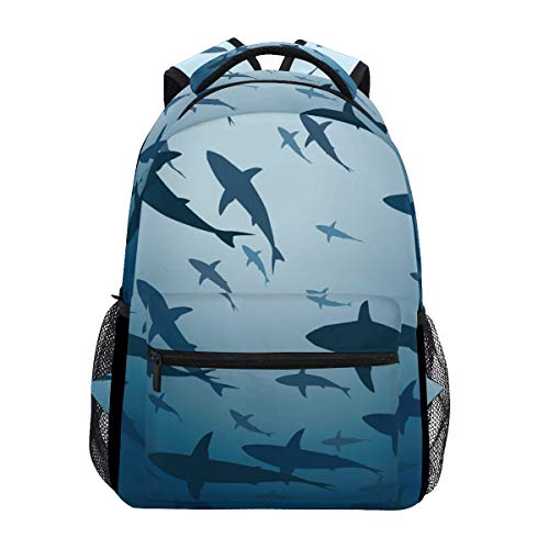 Mochilas escolares editable Vector Ilustración de Gran Escuela Crucero Tiburones desde abajo Mochila Estudiante Grande para Niñas Niños Escuela Primaria Bolsa de Hombro Bookbag