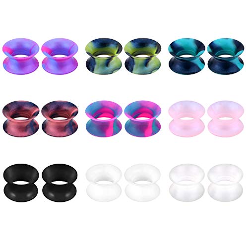 MODRSA 9 Pares Dilatador Oreja Silicona Doble Expansor Piercing Tunnel Plugs Flexible Estiramiento Piercing Dilatacion Oreja 6MM