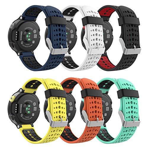 MoKo 6 Piezas Correa Compatible con Garmin Forerunner 235/235 Lite/220/230/620/630/735XT, Pulsera de Reloj de Repuesto de Silicona Suave, Multicolor A