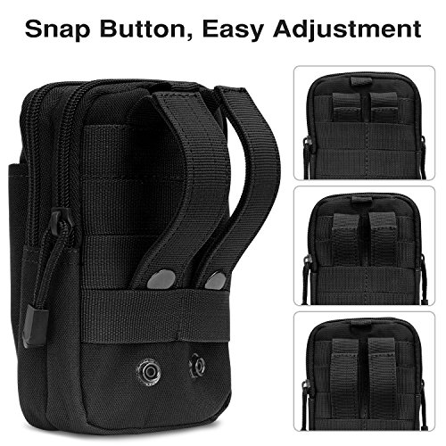 MoKo Molle Edc Bolso Universal del Senderismo Móvil Compatible con Teléfono de 6.7", iPhone 13 Mini /13/13 Pro, iPhone SE 2020, iPhone 12 Mini/12 Pro MAX/iPhone 11 Pro MAX, Galaxy S10 e/S10 - Negro