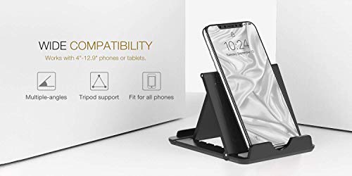 MoKo Soporte Plegable para Teléfono/Tableta, para iPad 9, iPad Mini 6, iPhone 13, iPad Pro 12.9 5ª 2021, iPhone XS/XR, iPhone SE, iPad Pro 11, 10.2 (8ª Gen), Air 4 10.9/3, Galaxy S20 - Negro