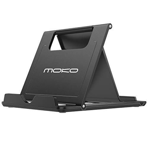 MoKo Soporte Plegable para Teléfono/Tableta, para iPad 9, iPad Mini 6, iPhone 13, iPad Pro 12.9 5ª 2021, iPhone XS/XR, iPhone SE, iPad Pro 11, 10.2 (8ª Gen), Air 4 10.9/3, Galaxy S20 - Negro