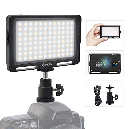 Moman Fillipo Luz LED Cámara, Foco Antorcha LED 4.7", Led Reflex Foco LED Fotografia Ajuntable, Bi-Color 3000K- 6500K, TLCI/CRI 96+, Ultra Ligero de 147g