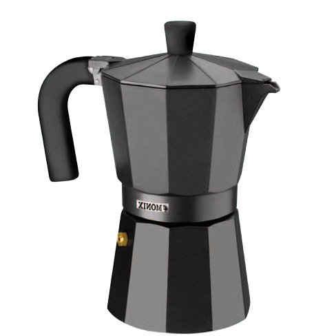 Monix Vitro Noir – Cafetera Italiana de Aluminio, Capacidad 9 Tazas, Apta para Todo Tipo de cocinas Salvo inducción (Braisogona_M640009)