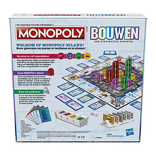 Monopoly Juego de Mesa de construcción, Juego de Estrategia, Juego Familiar, Juegos para niños, Gran Juego para Jugar, Juegos de Mesa Familiares a Partir de 8 años