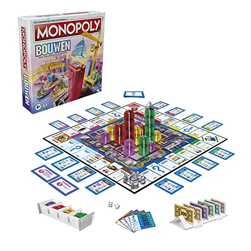 Monopoly Juego de Mesa de construcción, Juego de Estrategia, Juego Familiar, Juegos para niños, Gran Juego para Jugar, Juegos de Mesa Familiares a Partir de 8 años