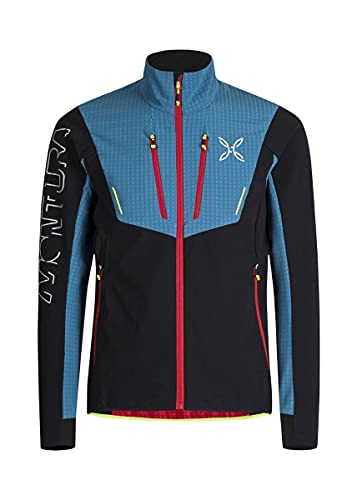 MONTURA - Chaqueta de hombre antiviento softshell Ski Style - Negro y azul, Negro - Azul Ottanio - 9083, M