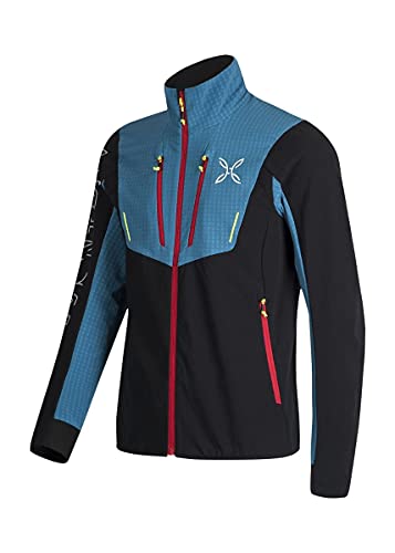 MONTURA - Chaqueta de hombre antiviento softshell Ski Style - Negro y azul, Negro - Azul Ottanio - 9083, M