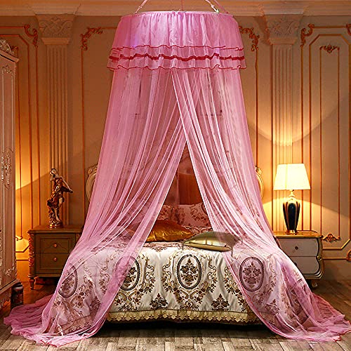 Mosquitera Cama, Mosquitera para Individual y Doble, Cama con Dosel Cortina de Dosel, Cortina de Cama con cúpula Transparente Universal Princess Mosquito Net para el hogar y los Viajes,Rosa