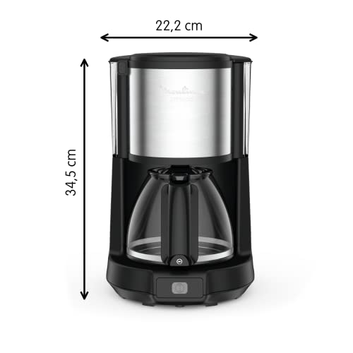 Moulinex Subito FG370811 - Cafetera de filtro, capacidad para 12 tazas, dispositivo antigoteo de salida del café, fácil limpieza, acero inoxidable