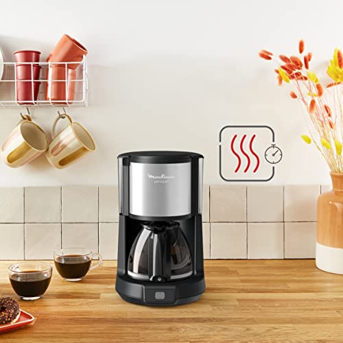 Moulinex Subito FG370811 - Cafetera de filtro, capacidad para 12 tazas, dispositivo antigoteo de salida del café, fácil limpieza, acero inoxidable