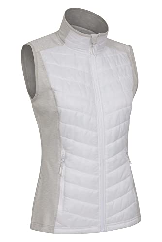 Mountain Warehouse Chaleco Action para Mujer - Cálido e Impermeable - Aislante Acolchado, para Primavera - Bolsillos con Cremalleras - Viajes, Senderismo, Camping Blanco 46