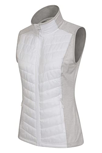 Mountain Warehouse Chaleco Action para Mujer - Cálido e Impermeable - Aislante Acolchado, para Primavera - Bolsillos con Cremalleras - Viajes, Senderismo, Camping Blanco 46