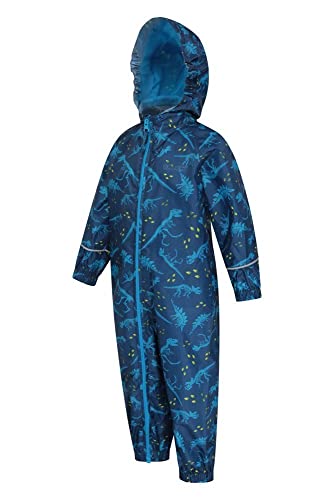 Mountain Warehouse Mono Impermeable Estampado Puddle para niños - Abrigo Impermeable para niños, Abrigo Impermeable y Transpirable, Mono de Verano - para Viajar Azul 6-12 Meses