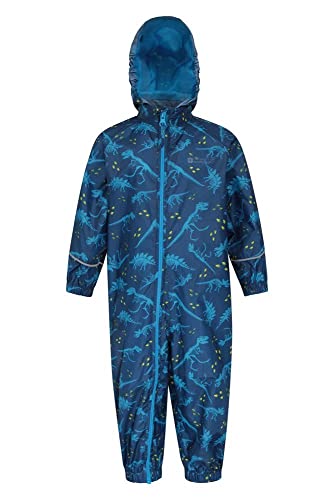 Mountain Warehouse Mono Impermeable Estampado Puddle para niños - Abrigo Impermeable para niños, Abrigo Impermeable y Transpirable, Mono de Verano - para Viajar Azul 6-12 Meses