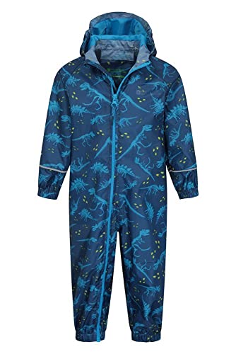 Mountain Warehouse Mono Impermeable Estampado Puddle para niños - Abrigo Impermeable para niños, Abrigo Impermeable y Transpirable, Mono de Verano - para Viajar Azul 6-12 Meses