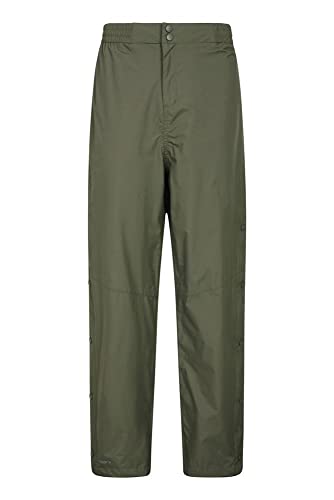 Mountain Warehouse Oversrouser Impermeable de la Lluvia Extrema de los Hombres - Pantalones de Longitud Regular, Transpirables, Pantalones Cortos de Longitud Corta Caqui M