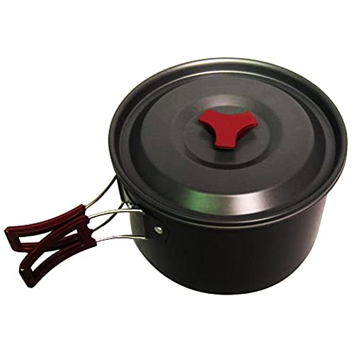 MOVKZACV Cazuela de camping para exteriores, de 3 L, con mango plegable, de aluminio, para camping, senderismo, senderismo y trekking