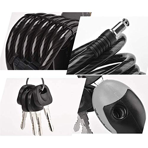 MU Mountain Bike Wire Lock, Road Bike Lock, Electric Motorcycle Bicycle Anti-Theft Chain Lock, Equipo de conducción,Negro