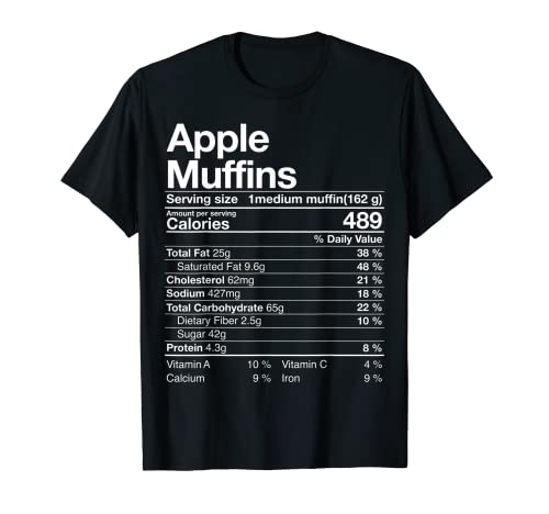 Muffins de manzana información nutricional disfraz regalo de Acción de Gracias Camiseta