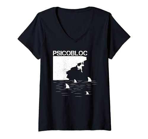 Mujer Psicobloc Deep Water Soloing Solo Escalada Camiseta Cuello V