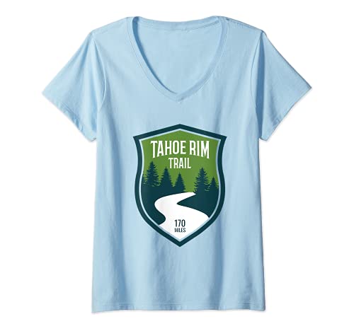 Mujer Senderismo Sierra Nevada Tahoe Rim Trail Senderismo Camiseta Cuello V