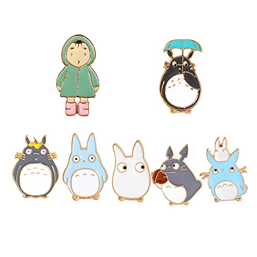 My Neighbor Comic Totoro Pasadores esmaltados Chinchilla Broches bolsa insignia de dibujos animados animales-7 piezas