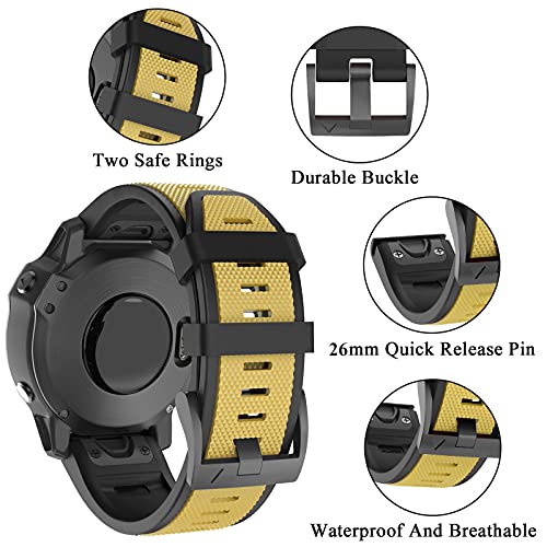 MYSNBKN Correa de Silicona Compatible con Fenix 5X Plus, Banda de 26mm, Pulsera para Fenix 5X / Fenix 5X Plus / Fenix 6X / Fenix 6X Pro / Fenix 3 / Fenix 3HR / Descent MK1 / D2 Delta PX / D2 Charlie