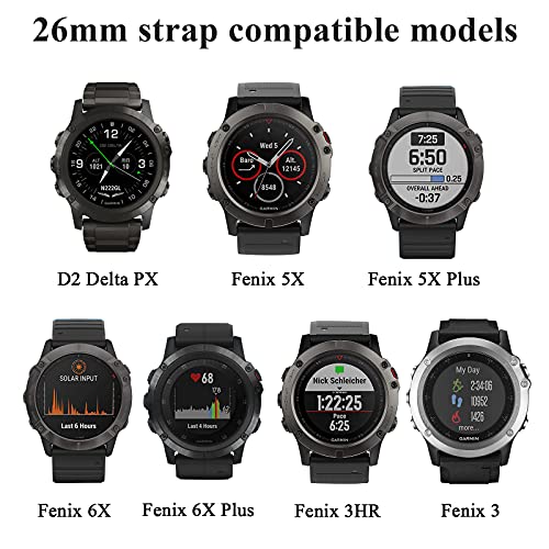 MYSNBKN Correa de Silicona Compatible con Fenix 5X Plus, Banda de 26mm, Pulsera para Fenix 5X / Fenix 5X Plus / Fenix 6X / Fenix 6X Pro / Fenix 3 / Fenix 3HR / Descent MK1 / D2 Delta PX / D2 Charlie