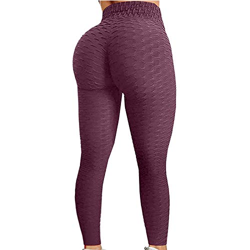 N-B Mallas de Deporte de Mujer Pantalones de Cintura Alta Tallas Grandes Push Up Secado Rápido Running Llanura Colores Leggings Medias Mayas de Deportivas Elásticos Transpirables S- 3XL